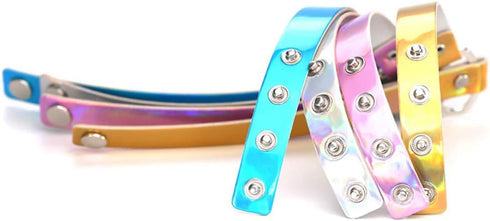 3PCS Heart Choker Necklace PU Leather Goth Choker Collar with Heart Punk Fluorescence Collar Adjustable Size – Blue White Pink...