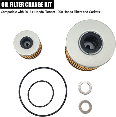 Oil Filter Change Kit Fit for Honda Pioneer 1000 2016-2020 Oil Air Filter Replace 15412-MGS-D21 Oil Filter Kit with O-rings and Drain Plug Gaskets...