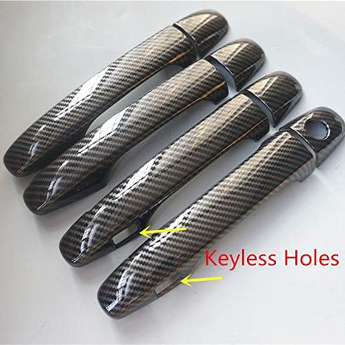 Sport Style Carbon Fiber Print Door Handle Cover Trim for Subaru Forester XV Crosstrek Outback Legacy WRX (Carbon Fiber with Keyless Holes)...