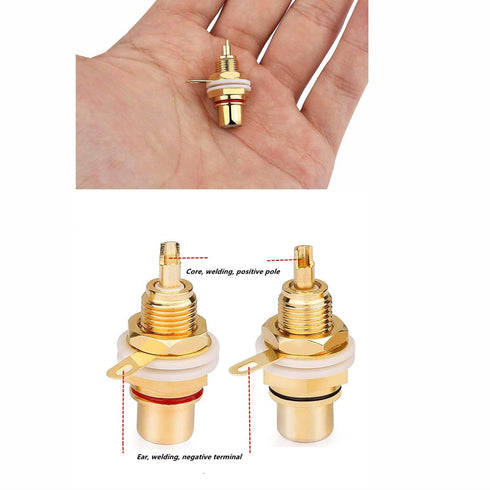 Gold Plated Female RCA Phono Panel Mount Chassis Socket Plug Jack Connector - (6 Pcs)...