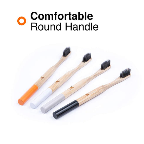 Bamboo Toothbrush with Soft Charcoal Infused Bristles, Set of 4...