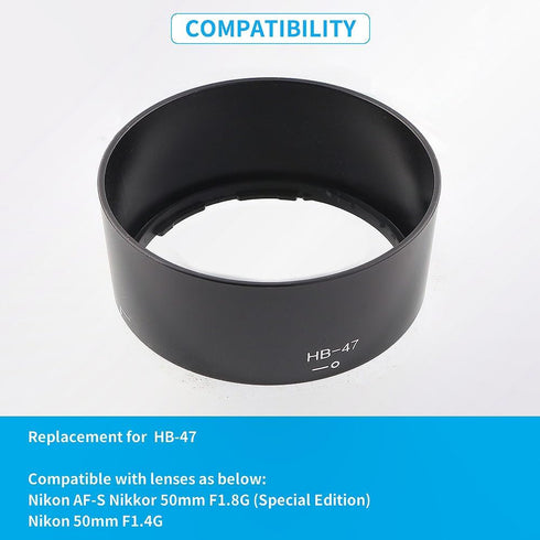 Camera Lens Hood Shade, Dedicated Bayonet Mount Hood Compatible for Nikon AF-S Nikkor 50mm F1.8G (Special Edition) & 50mm F1.4G Lens Replaces HB-4...