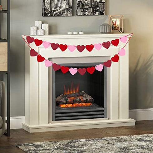 4 Pack Felt Heart Garland Banner NO DIY - Valentines Day Banner Decorations - Anniversary, Engagement, Wedding Party Decoration Ornaments...