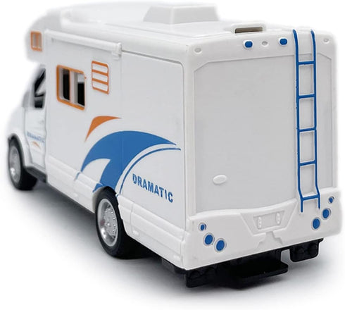 Mini Toy Camper RV Motorhome Toys for Boys Pull Back Diecast Model Car Recreational Vehicle Adventure with Furniture Roof and Side Door Open Child...
