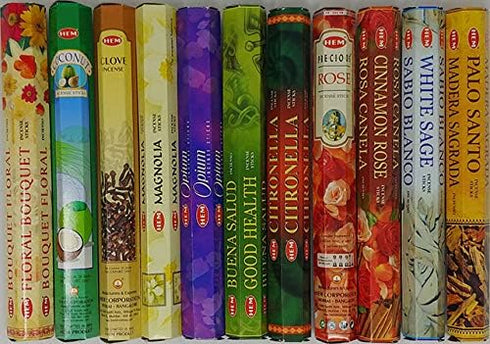 Hem Incense -12 Box Best Variety Pack 20 Sticks Each - 240 Sticks - 240g - 45+min Burn…...