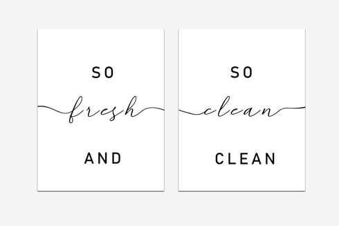 So Fresh and So Clean Clean Bathroom Quotes and Sayings Art Prints Set of 2 Bathroom Decor Laundry Room Wall Art Decor, 8 x 10 Inches Shimmer Art ...