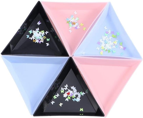 10Pcs/Set Black Plastic Triangle Tray, Nail Art Rhinestones Gems Crystal Tray, Beads Sorting Tray, Sorting Storage Plates Art Tray for Craft and D...