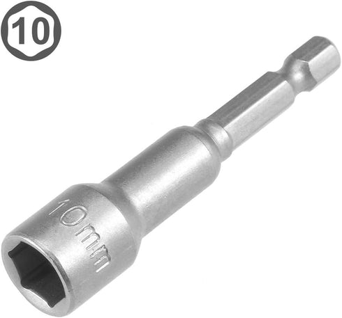 uxcell 1/4" Quick-Change Hex Shank 10mm Nut Setter Driver Drill Bit, 65mm Length, Metric No-magnetic...