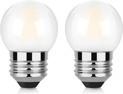 G40 Low Wattage LED Light Bulbs 1.5w Equivalent to 15 Watt E26 Base Light Bulb G14 Frosted Small Light Bulbs Warm White 2 Pack...