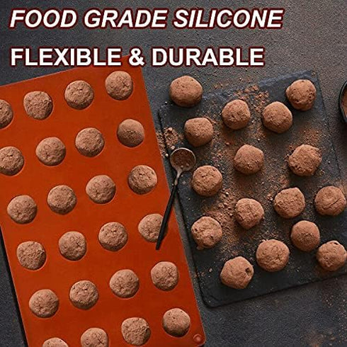 Mini 24-Cavity Semi Sphere Silicone Molds Non-Stick, 2 Packs Half Sphere Silicone Baking Molds for Making Jelly, Chocolates and Cake...