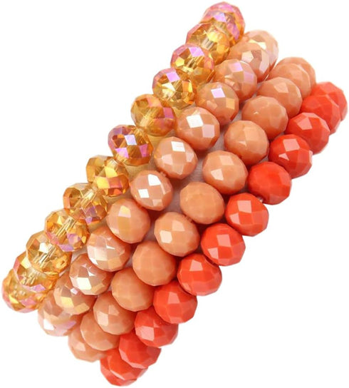 Caiyao Bohemian Multilayer Beaded Stacking Bracelet, Versatile Stretch Strand Statement Wrap Slip-on Cuff Bangle Shiny Crystal Bead Metallic, USA ...