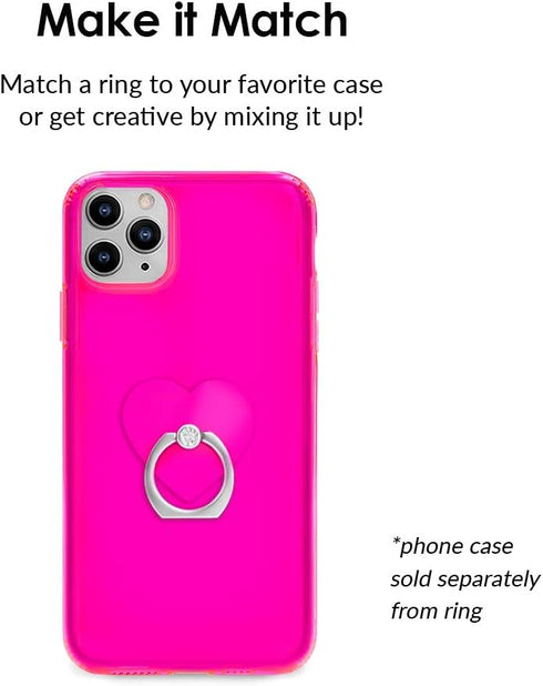 Velvet Caviar Cell Phone Ring Holder - Finger Ring & Stand - Improves Phone Grip Compatible with iPhone, Galaxy and Most Smartphones (Neon Pink He...