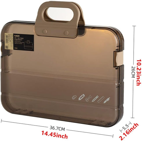 Portable File Box Clear Waterproof Document Storage Box with Snaps PP Files Organizer Cases for A4 Paper Magazines Notebooks School or Office Supp...