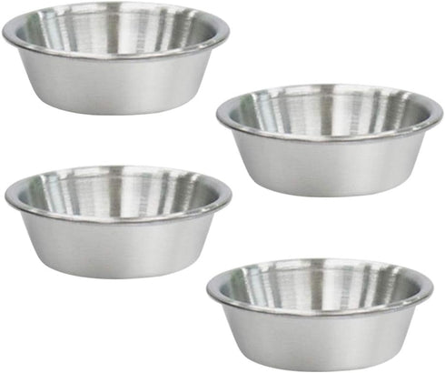 4Pcs Mini Dipping Saucer Bowls, Stainless Steel Sauce Dish, Souffle Cups, Metal Ramekins, for Small Portion Spice Condiments, Prep, Side Dish, Sal...