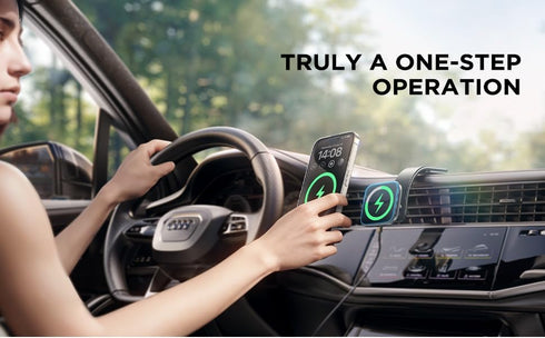 for Magsafe Car Mount Charger,15W Wireless Car Charger Phone Mount for iPhone 15 14 13 12 Pro Plus Max,Bendable Memory Titanium Alloy&Steel Hook C...