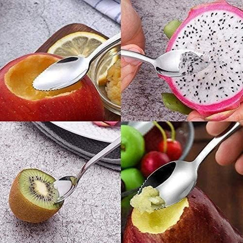 2Pcs Grapefruit Spoon Stainless Steel Fruit Spoon, Stainless Steel Spoon, Serrated Edge Ice Cream Scrape Cut Spoons For Fruit Dessert Cheese Veget...