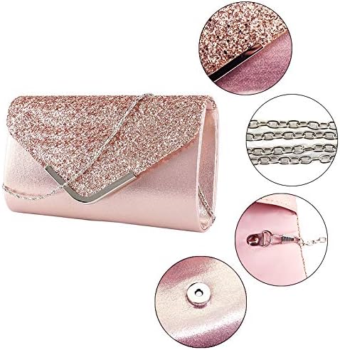 Womens Shiny Glitter Evening Clutch Envelope Handbag Chain Purse for Wedding Party Prom Gift for Mom Wife Girlfriend...