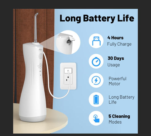 Water flossers Teeth, Cordless Cleaner, Cleaning flosser, Dental 400ml Large Capacity, Portable 360°Rotation 5 Cleaning DIY Modes 6 remplaceable T...