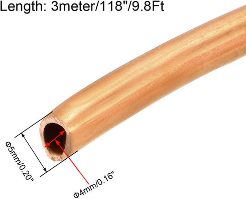 uxcell Refrigeration Tubing, 13/64" OD x 5/32" ID x 9.8 Ft Soft Coil Copper Tubing