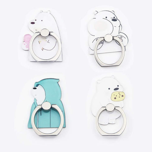 4-Pcs Cute Phone Ring Holder Stand, Bear Panda Mobile Phone Stand Holder 360 Rotation Finger Ring Grip Mount for Smartphones and Tablets (Bear Gri...