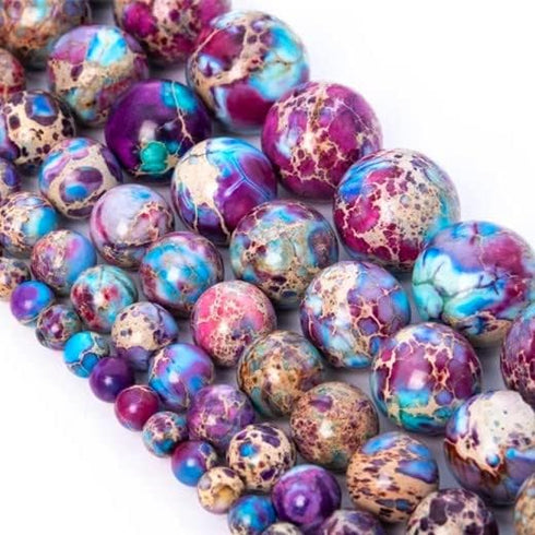Zenkeeper 108 Pcs Sea Sediment Imperial Jasper Beads for Jewelry Making 8 MM Colorful Imperial Jasper Gemstones Loose Stone Beads...