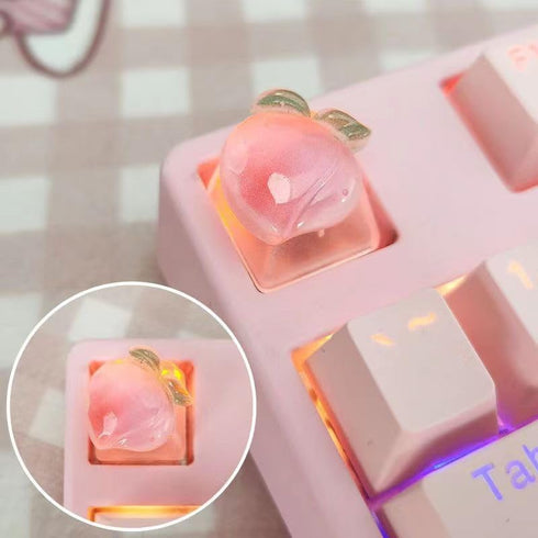 Personalized Cute Cartoon Transparent Keycap Handmade OEM Profile Keycap Base DIY Custom ESC Backlit Keycap for Mechanical Keyboard MX Switch (Pea...