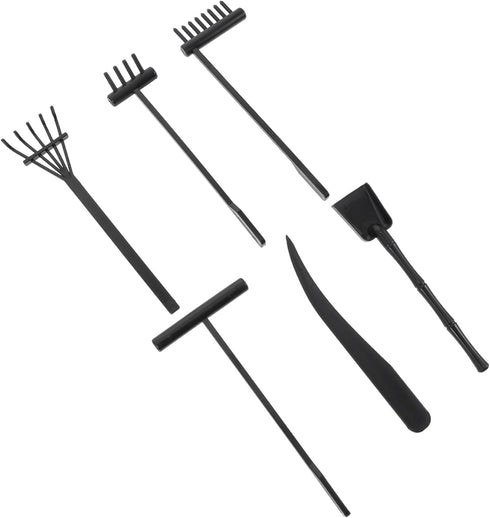 Toyvian Outdoor Decor Outdoor Decor 6 Pieces Mini Zen Garden Kit Black Rake Meditation Sand Zen Garden Tools Rock Sand Garden Tools Accessories fo...
