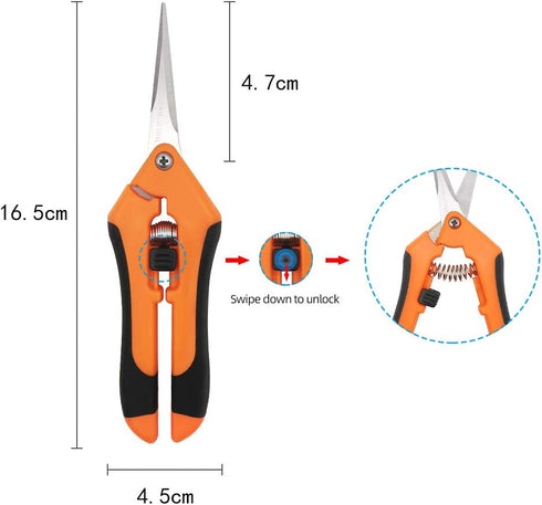 Pruning Shears 6.5 Inch,Gardening Hand Pruner Pruning,Straight Stainless Steel Scissors,Orange...