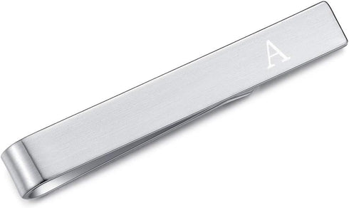 HONEY BEAR Mens Initial Alphabet Letter Tie Clip Bar Skinny Narrow Gift 4cm A Silver...