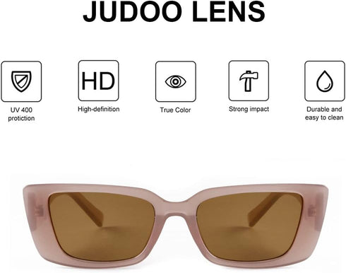 JUDOO Retro 90s Nude Rectangle Sunglasses for Women Vintage Square Frame Trendy Glasses...