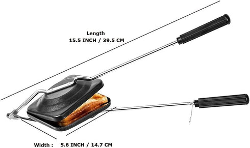 Sandwich Maker Stovetop Toaster Nonstick Double Side Pressure Pan with Handles Gas Stove Hot Sandwich Pan Hot Pan Panini Maker Outdoor Camping Hom...
