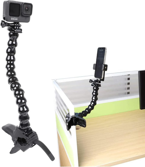 Jaws Flex Clamp Smartphone Mount with Adjustable Gooseneck?13 Sections? Compatible with iPhone Samsung,and GoPro Hero 9,8,7,6,5,4, 3+, 2, 1, DJI O...