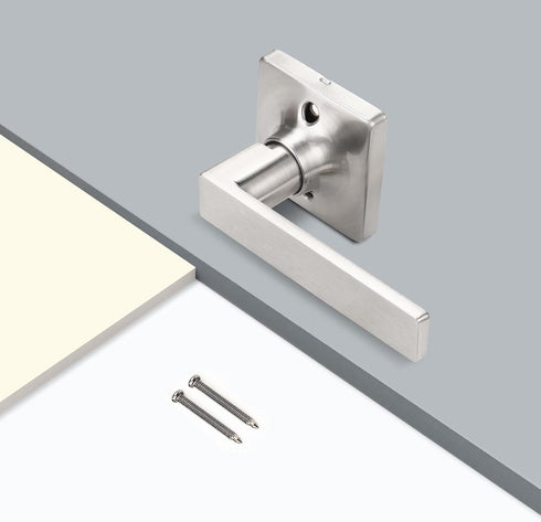 GOBEKOR 1 Pack Brushed Nickel Lever Door Handle Dummy Door Levers Square Closet Door Handles for Pantry Interior Non-Turning Door Lever...