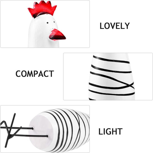 Amosfun 3pcs Wooden Chicken Carving Figurines Home Kitchen Decoration Tabletop Ornament Chook Animal Statue 6-8 Inches...