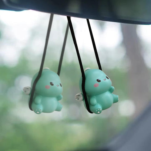 Swinging Dinosaur Car Hanging Ornament for Rear View Mirror, Cute Car Decor Accessories Interior, Car Pendant Dinosaur...