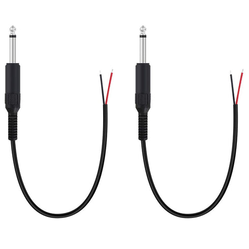 Fancasee 2 Pack Replacement 6.35mm Male Plug to Bare Wire Open End TS 2 Pole Mono 1/4" 6.35mm Plug Jack Connector Audio Cable for Microphone Speak...