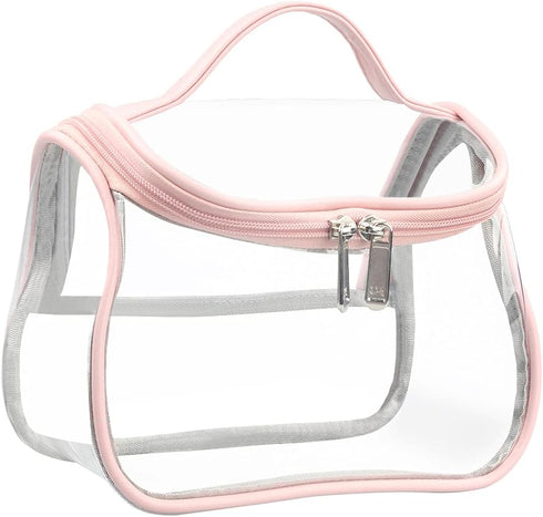HAOGUAGUA Heavy Duty Clear Cosmetic Bag Waterproof Transparent Travel Makeup Toiletry Organizer Bag (Pink)...