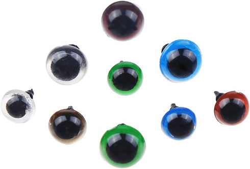 370 PCS 5mm-20mm Solid Black Eyes with Washers, Colorful Craft Plastic Safety Eyes Sewing for DIY of Puppet Plush Animal Making and Teddy Bear...
