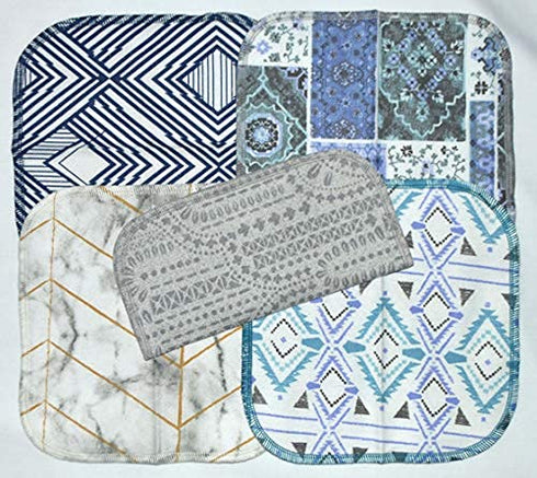 1 Ply Moroccan Tile Flannel Washable Kids Lunchbox Napkins 8x8 inches 5 Pack - Little Wipes (R) Flannel- Proudly Made in the USA!...