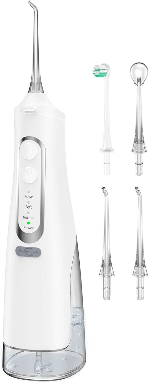 Water Flossers for Teeth - 310ML Tank USB Rechargeable Dental Flosser, IPX7 Waterproof 4 Modes & 4 Jet Tips Portable Dental Oral Irrigator for Tra...
