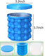 BULUSHI Large 2 in 1 Silicone Ice Bucket & Ice Mold with lid,Silicon Ice Cube Maker Genie, Portable Silicon Ice Cube Maker Blue 13.2X13.2X14CM...