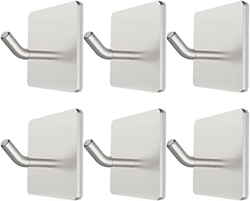 VIVII 6 Pack Adhesive Hooks, 3M Self Adhesive, Metal Wall Sticky Hooks Hanger for Keys Bags Clothes Hat Towel, Kitchen Bath Room Living Room No Dr...