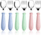 Pimoys 6 Pieces Toddler Utensils Kids Silverware Baby Forks and Spoons Set, Stainless Steel Childrens Safe Flatware Metal Kids Cutlery Set with Ro...