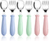 Pimoys 6 Pieces Toddler Utensils Kids Silverware Baby Forks and Spoons Set, Stainless Steel Childrens Safe Flatware Metal Kids Cutlery Set with Ro...