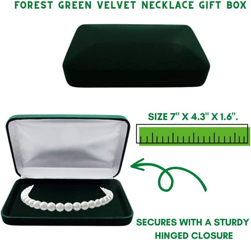 Forest Green Velvet Necklace Gift Box Travel Storage Display Case 7x4.3...
