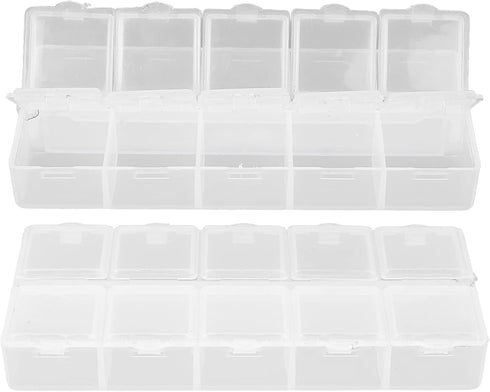 Compartment Storage Container, Detachable Cover Portable Safe 10 Grids Organizer Box Plastic White for Earrings for Nails Tool for Rhinestone...