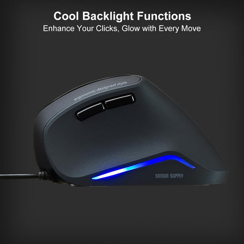 SANWA Wired Ergonomic Mouse, Optical Vertical Computer Mice, Reduce Wrist Strain, (1000/1600 Adjustable DPI, 6 Buttons) Compatible with MacBook, L...