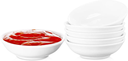 UIBFCWN 6 Pack Soy Sauce Dish 3inch Ceramic Dipping Bowls Bulk, 1.2 Oz White Dipping Sauce Bowls/Dishes, Small Dipping Sauce Cups for Sushi Ketchu...