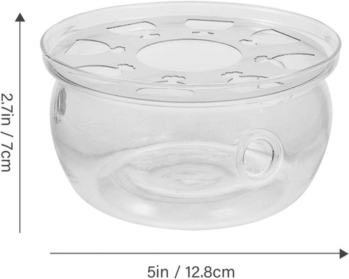 UPKOCH Glass Teapot Warmer Clear High Borosilicate Glass Tea Trivet Teapot Tea Kettle Heating Base Coffee Milk Warmer Tealight Candle Holder for H...