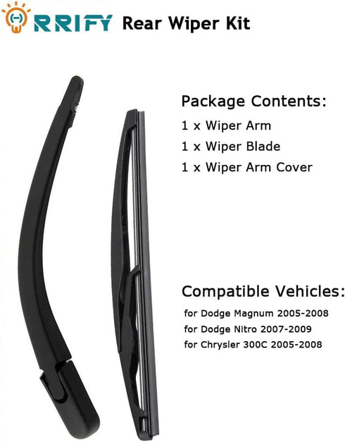 Rear Windshield Wiper Arm Blade Set 5140654AA for Dodge Magnum 2005-2008, for Dodge Nitro 2007-2009, for Chrysler 300C 2005-2008...